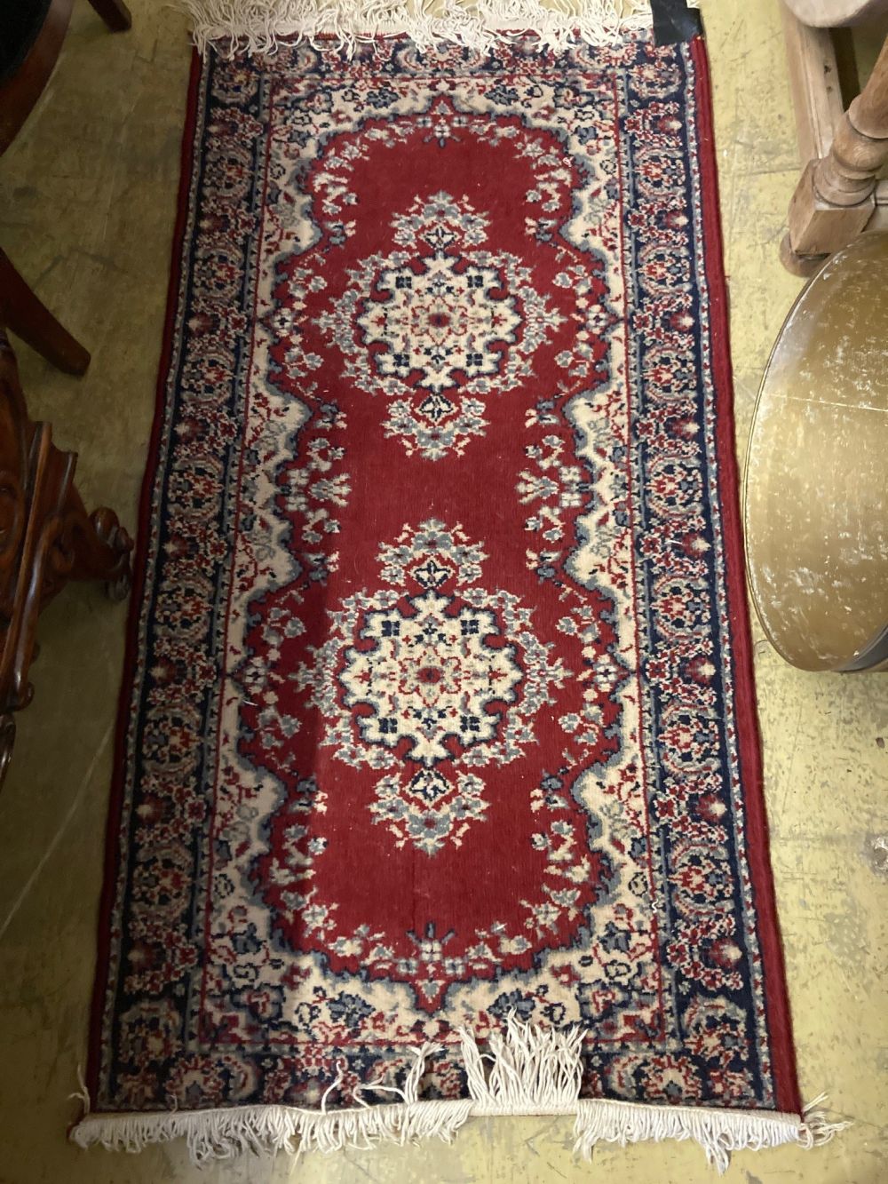 A Hamadan rug, 110 x 69cm together with a Tabriz style machined rug